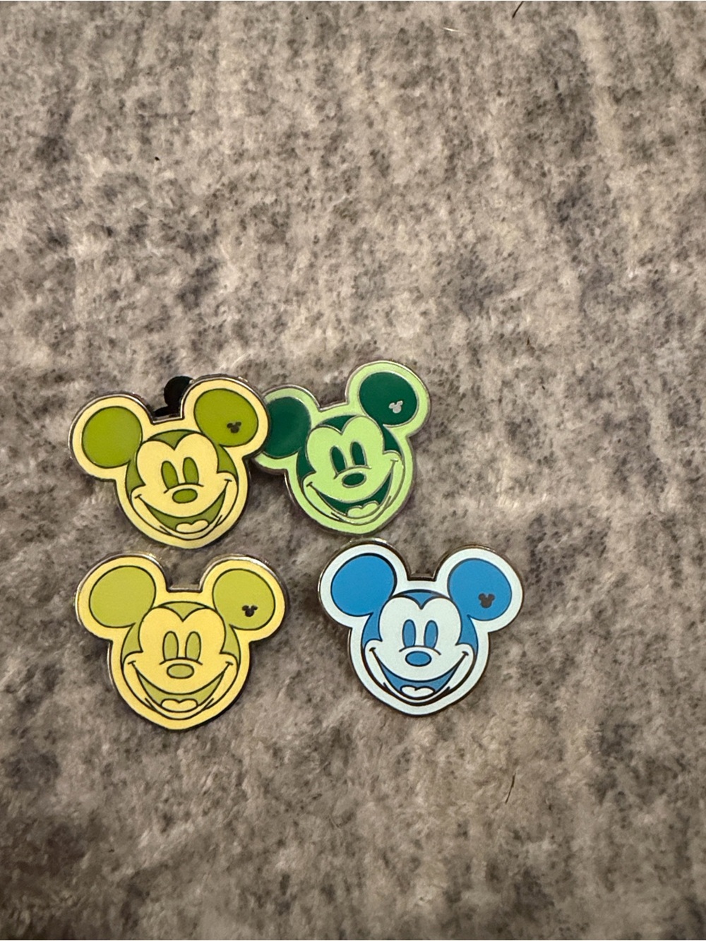Disney Mickey Mouse Colorful Enamel Pin Set - Yellow, Lime, Green & Blue